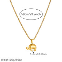 Collier minimaliste avec pendentif petit éléphant, chaîne en acier inoxydable, style vintage, bijoux pour femmes, vente en gros TGXL14823