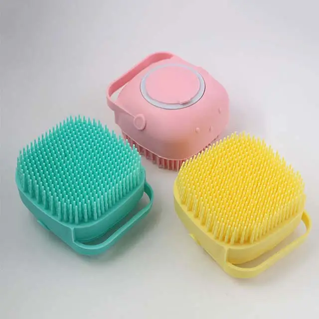 Hot Selling Soft Body Brush Shower Brush Baby Silicon Massage Bath Brush With Soap Dispenser