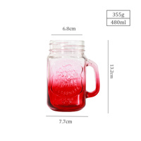 Pots de confiture en verre de pulvérisation de couleur dégradée de haute qualité 355g 480ml avec couvercles et poignée