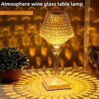 Lampe de table créative moderne en cristal à LED pour verre à vin Veilleuse ambiante rechargeable pour chambre à coucher Lampes de table décoratives de chevet