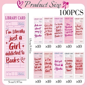 Segnalibri Vintage in Carta Rosa, Regali all'Ingrosso, Segnalibri a Forma di Tessera Biblioteca per Donne, Ragazze, Studentesse, Amanti dei <span class=keywords><strong>Libri</strong></span>, con Citazioni Retrò - Product Image 3