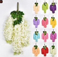 Flambant neuf fait à la main traînant glycine artificielle suspendu fleur en plastique 110cm moderne pour mariage fête des mères noël
