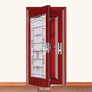 Porta d'Ingresso di Sicurezza in Acciaio di Alta Qualità <span class=keywords><strong>con</strong></span> Design a Griglia e <span class=keywords><strong>Serratura</strong></span> Tedesca - Product Image 1