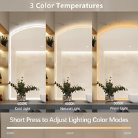 Miroir de salle de bain intelligent semi-circulaire en verre demi-lune mural personnalisé pour chambre à coucher avec rétroéclairage LED