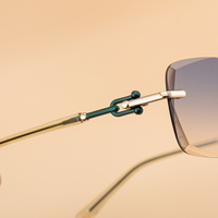 Lunettes de soleil rectangulaires sans monture Partagas, avec logo personnalisé, verres taillés en diamant, protection UV400, pour femmes