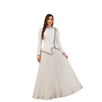 Novedad 2026: Conjunto de Falda Midi Plisada con Pedrería Termoadhesiva de Alta Costura, Elegante Caftán Abaya Largo de Poliéster para Mujer Musulmana