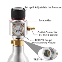 Mini-régulateur de gaz CO2 0-90 PSI Tr21-4 avec ensemble de tuyauterie et déconnexion rapide à boule pour distributeur de soda et fût Corny