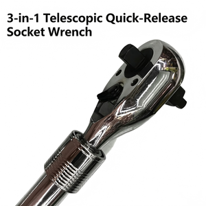 Telescopic Double Acting Ratchet Wrench 72 Tooth Adjustable Metric Chrome Plated Industrial Grade Tool - Product Image 4