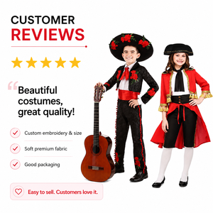 Disfraz Tradicional Mexicano de Mariachi <span class=keywords><strong>Amigo</strong></span> para Niños, Traje Charro para Niños, Disfraz de Carnaval y Halloween para Niñas - Product Image 5