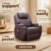 Fauteuil inclinable monoplace pivotant manuel sans dossier avec télécommande en cuir PU, cadre en bois moderne, design modulaire extensible, console et porte-gobelet