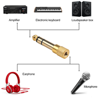 Adaptor Jack 6.35Mm Jantan 3.5Mm Betina Headphone Stereo Tembaga Berlapis Emas Amplifier Piano Konverter Audio Suara Gitar Listrik