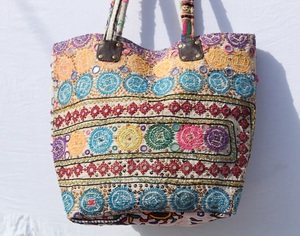 Bolso de Hombro Banjara Étnico Indio Bordado a Mano, Colorido, Estilo Bohemio, Forro de Algodón Ligero, Gran Capacidad - Product Image 4