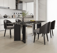 Table et chaises de salle à manger en bois massif de style minimaliste italien, design moderne pour la maison, le restaurant, l'hôtel, la réception ou les négociations