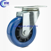 Pengxing – roulette en caoutchouc élastique bleu 3/4/5 pouces plaquée de Zinc, noyau en plastique Pp, boîtier de vol industriel Standard, roulettes rigides