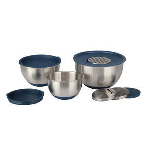 Bol à mélanger, 4,5 L, bol à salade en acier inoxydable avec couvercle hermétique et couvercle amovible, 3 accessoires de râpe pour la pâtisserie/cuisine/préparation - Product Image 5