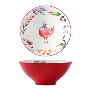 Anti Skip espiral fuera 37 oz de cerámica de estilo japonés de sopa de fideos tazón con acristalamiento animal patrón - Product Image 1