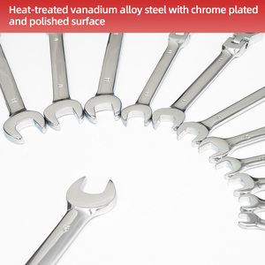 Lot de 12 clés à cliquet métriques OEM en CRV, chromées, à tête flexible, pour réparation automobile et bricolage - Product Image 3