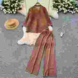 Conjuntos Casuales Holgados para Mujer, Top y Pantalones Plisados de Cintura Alta, Ropa Americana al por Mayor - Product Image 4