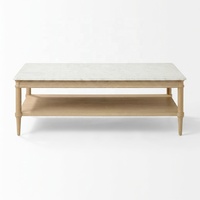 Table basse rectangulaire en bois de luxe moderne avec plateau en marbre finition naturelle pour salon