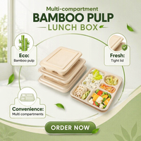 Ochtendglorie-patroon bedrukte, composteerbare papieren salade bento box, lichte maaltijd lunchbox, pulp voedselcontainer, sushi afhaalkartonnen doos
