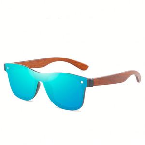 Custom Hot Selling Polarized Square Wood Sunglasses Colorful Mirror Lens Natural Wooden Sunglasses <b>Men</b> - Product Image 4