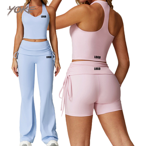 Yoke bán buôn Y dòng chất lượng cao mùa xuân mùa hè vẻ đẹp dài chiều dài Tank Top thiết kế mới dòng quần short bùng xà cạp 3 miếng thiết lập - Product Image 1
