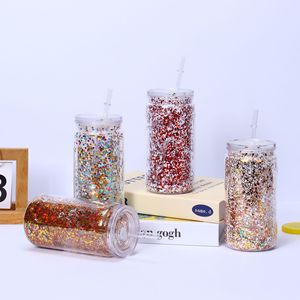Gobelet à café à double paroi en plastique pré-percé pour sublimation de 16 oz fourni par l'usine, avec couvercle transparent et paille - Product Image 2