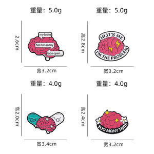 Broches antiluz <span class=keywords><strong>de</strong></span> órgano <span class=keywords><strong>de</strong></span> 4 estilos, insignias <span class=keywords><strong>de</strong></span> solapa, intestinos <span class=keywords><strong>de</strong></span> cerebro rosa, órganos humanos, letras, demasiadas pestañas, alfileres <span class=keywords><strong>de</strong></span> esmalte suave <span class=keywords><strong>de</strong></span> Metal - Product Image 5