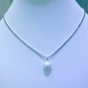 Colgante de Perla de Agua Dulce Natural de Zhuji, 11-12 mm, Forma Casi Perfecta, Brillante, con Cadena de Plata Pura, Colección de Agua Dulce - Product Image 4