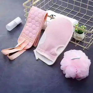 Bath Sponge Body Hand Glove Strong Mud Scrubbing Loofah Terry Cloth Bath Gloves Scrub Salt Exfoliating Belt For Bathing Scrubber