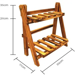 2 camada De Madeira Mini Planta Stand Dobrável Prateleira Planta Titular Vaso de Flores Plantador Ao Ar Livre Indoor