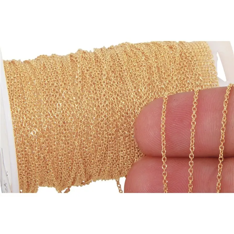 Accesorios de joyería de lujo 1/20 14K oro lleno enlace O cadena joyería permanente Multi tamaños Cadena de papel para DIY Fabricación de joyería fina