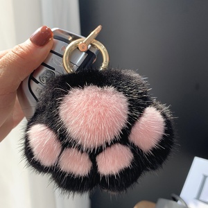 Cute Cat Paw Cloud Plush Keychain Soft Fluffy Stuffed Toy with Car <b>Keyring</b> and Bag Pendant <b>Charms</b> - Product Image 6