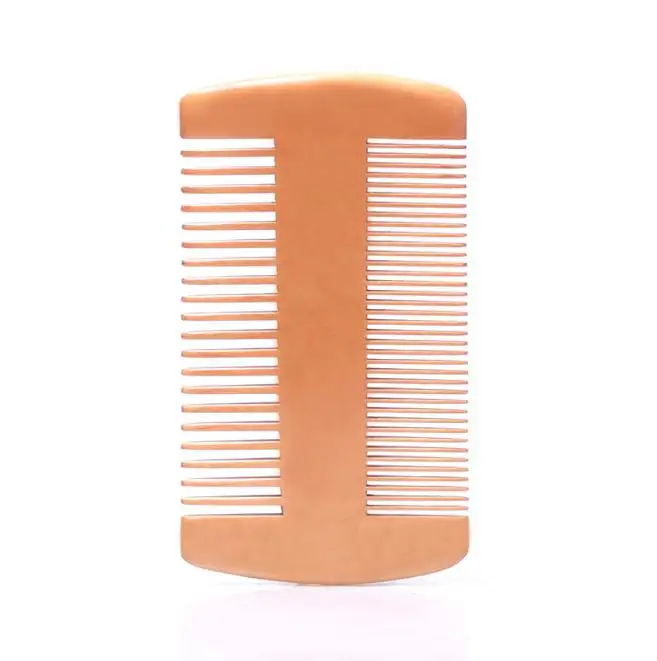 Natural Private Label Lice Comb Double Sided Men Wooden Tooth Beard Comb