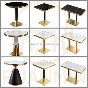 Mesa de Acero Inoxidable Dorado con Tablero de Mármol, Combinación Perfecta para Mesas de Comedor, Restaurantes, Cafeterías y Restaurantes de Comida Rápida - Product Image 2