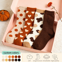 Chaussettes pour femmes personnalisées, douces et moelleuses, antibactériennes, sans couture, en fibre de bambou et coton, chaussettes thermiques personnalisées pour la détente