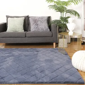 Vente chaude tapis 3D en fausse fourrure de lapin de luxe super doux pour tapis de sol et de salon