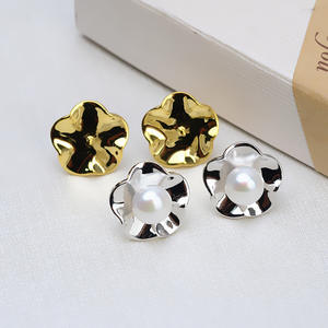 Pendientes y Broches de Oreja de Plata Coreana S925 Wenchi para Mujer, con Perla de 7-8 mm, Soporte Vacío para Joyería DIY, Modelo Chino 16292 - Product Image 1