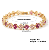 Nouveau design luxueux et haut de gamme, cuivre incrusté de zircon diamanté, bracelet trèfle coloré, tendance et polyvalent