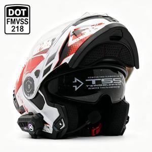 Casque de <span class=keywords><strong>moto</strong></span> de haute qualité à visière relevable, double lentille avec feu arrière LED intégré, fente BT, sécurité, casque <span class=keywords><strong>moto</strong></span> personnalisé - Product Image 1