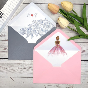 Custom Luxury <b>Simple</b> Business Digital Printing Wallet Envelopes Decorative Floral Gold Border Stationery Ordinary Paper - Product Image 3