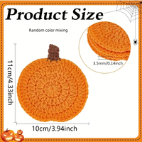 Sous-verres en forme de citrouille faits main au crochet, dessous de verre tricotés résistants à la chaleur, décoration de table d'automne pour Thanksgiving, sous-verres pour tasses à thé