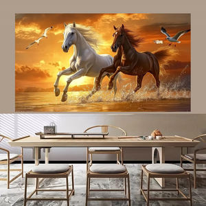 Murales Personalizzati Extra Large con Cavallo in Corsa, <span class=keywords><strong>Arte</strong></span> <span class=keywords><strong>Contemporanea</strong></span> su Tela, Design Paesaggistico, Dipinti e <span class=keywords><strong>Stampe</strong></span> per Soggiorno - Product Image 3