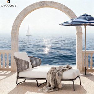 Chaise longue chaise de soleil double <span class=keywords><strong>lit</strong></span> de jour mobilier d'extérieur résistant aux UV durable plage piscine Villa hôtel complexe - Product Image 2
