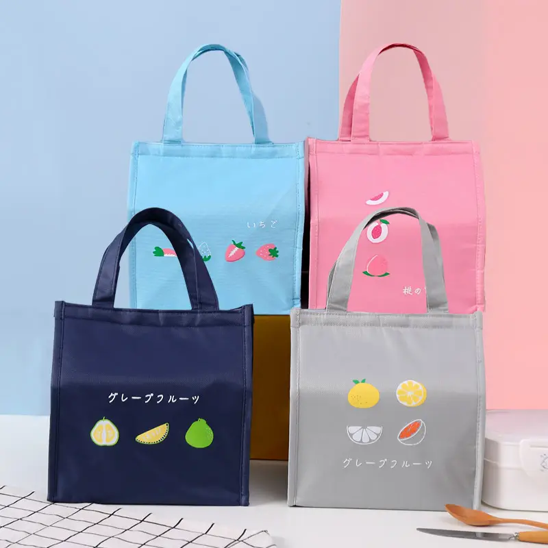 Eco Reusable Oxford Cloth Food Shopping Delivery Aluminum Thermal Insulation Lunch Tote Kids Cooler Bag