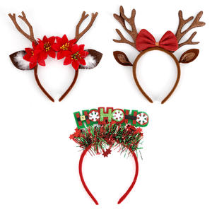 Nouvelles décorations de Noël : Bandeau à nœuds et bois de cerf pour adultes et enfants, avec bande de lettres colorée, accessoires photo pour déguisement - Product Image 1