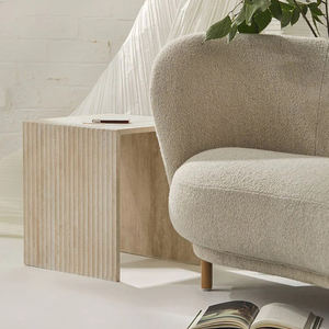 कस्टम 2 पीसीएस ट्रैवेटिन लिविंग रूम कॉफी साइड टेबल सेट प्राकृतिक संगमरमर पत्थर ट्रैवर्टीन कॉफी टेबल - Product Image 6