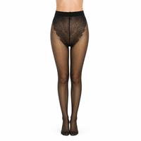 Custom dames 20D matte sexy bikini kruis doorschijnende panty's kant kruis hoge elastische anti-slip zachte gladde dunne panty's