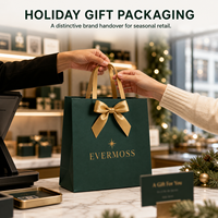 Sac cadeau en papier kraft recyclé personnalisé avec poignée Flexiloop et impression dorée pour emballage de Noël durable en gros