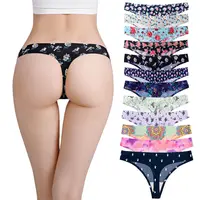 Women's Printed T-back Panties, Spandex Thong